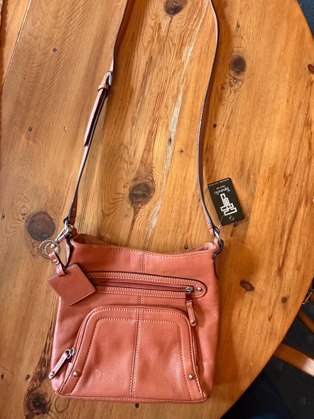Tignanello Rust Brown Leather Crossbody Bag